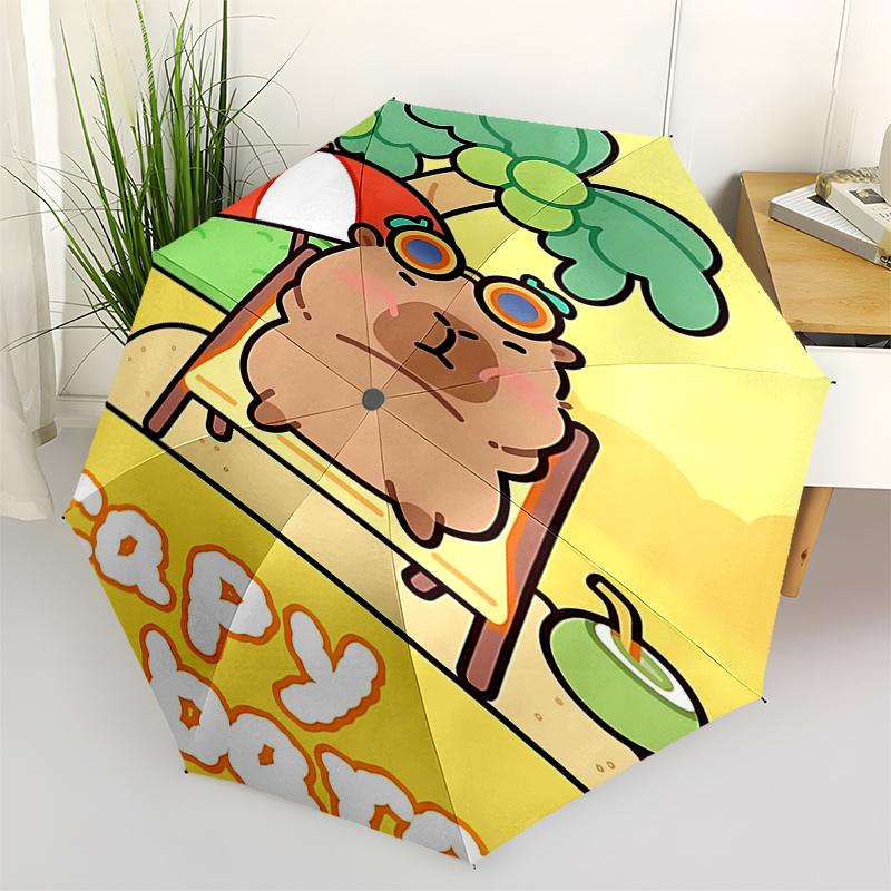 

Capybara Themed Travel Umbrella-8 Ribs Automatic Opening and Closing, Portable Folding Design, Compact and Stylish Umbrella Suitable for Out