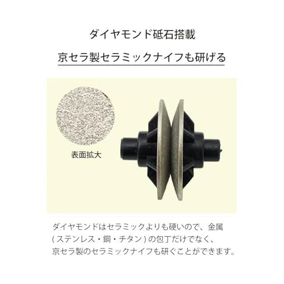 Kyocera Knife Sharpener, Manual Diamond Roll Sharpener, Diamond Whetstone, Pull Slowly To Sharpen, Spring Structure, For Both Ceramic and Metal