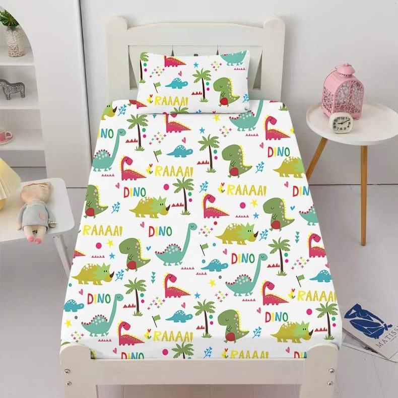 Cartoon Dinosaur Pattern Mattress Three-Piece Digital Printing Mattress Three-Piece Bedding Set