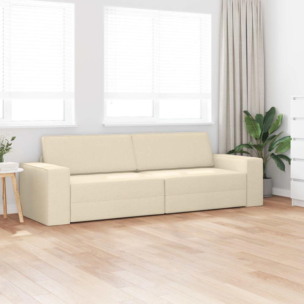 Cream Sleeper Sofa 245 x 78 x 77 cm Fabric