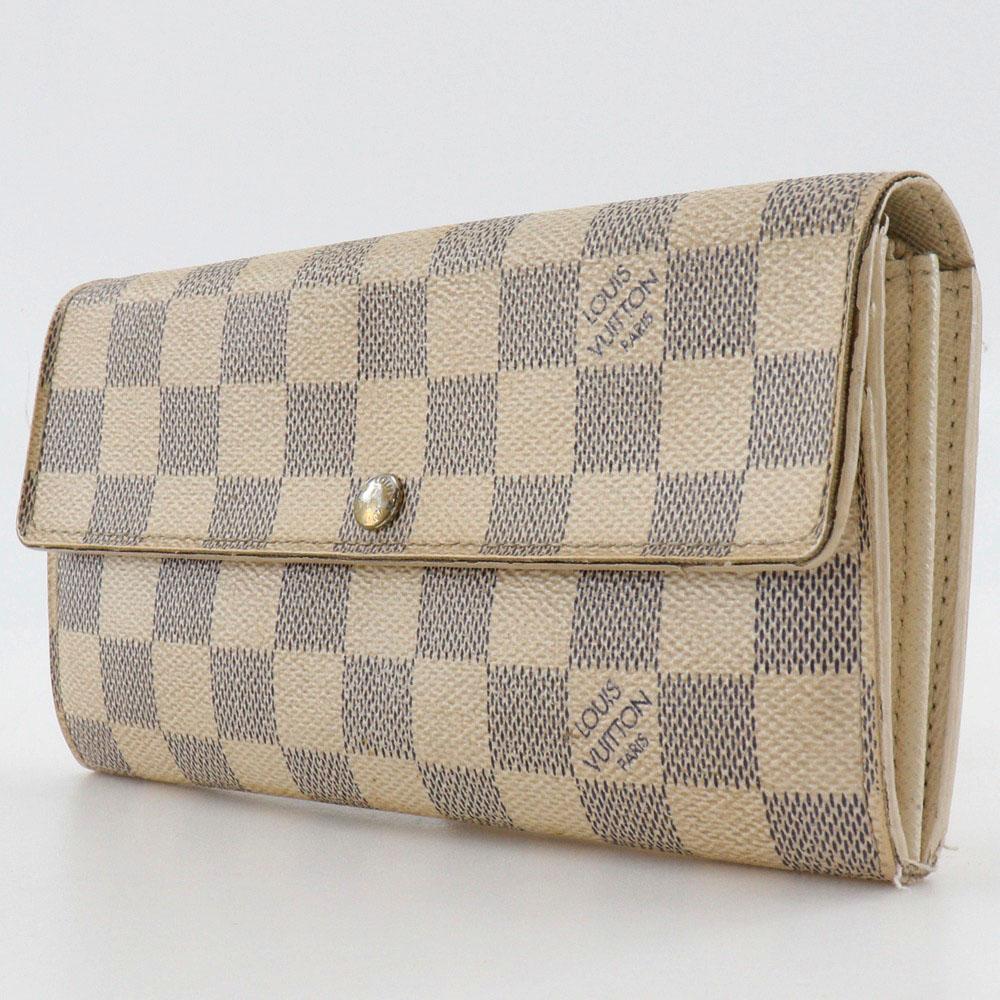 Louis Vuitton Portemonnaie Sarah N61735 Weißes Damier Azur Canvas Unisex Gebraucht