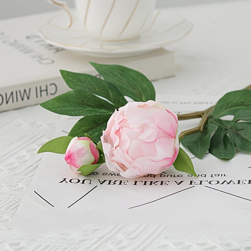 5 Stück Künstliche Pfingstrose mit je 2 Blütenköpfen, Heimhochzeit Weiche florale Fotorequisiten Ornamente Fortgeschrittener Sinn Simulations-Pfingstrosen-Bouquet