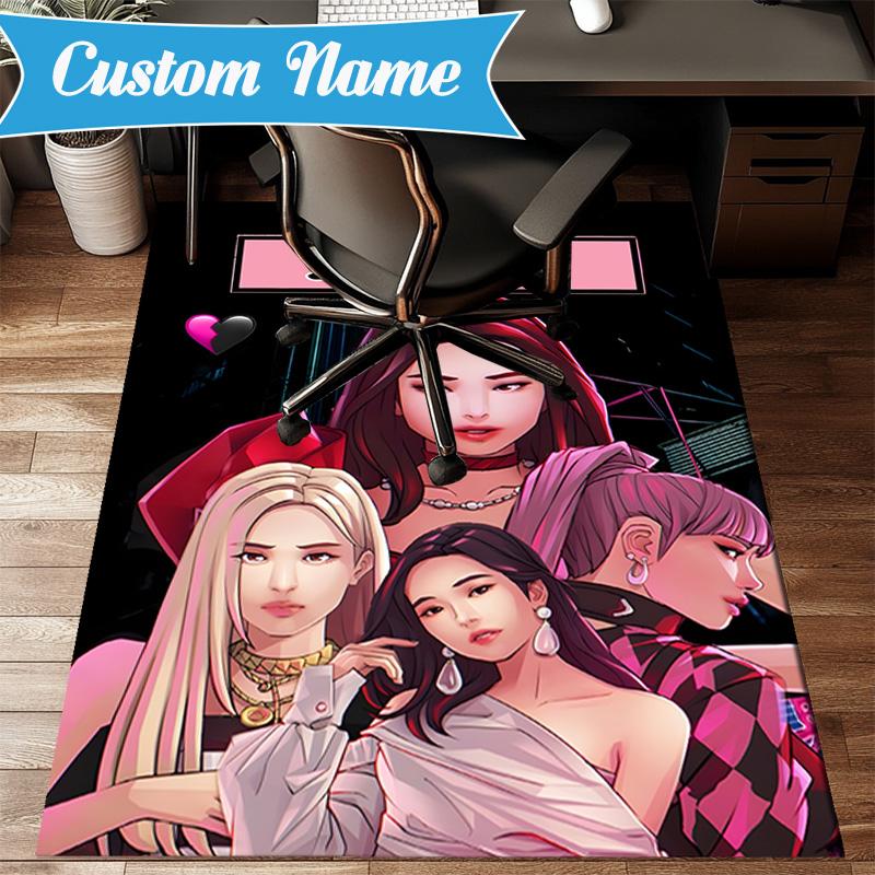 Custom Name Kpop Group Fashion Rug for Living Room, Game Rooms, Office, Bedroom, Floor Mat Playful Design, fan gifts Christmas decor