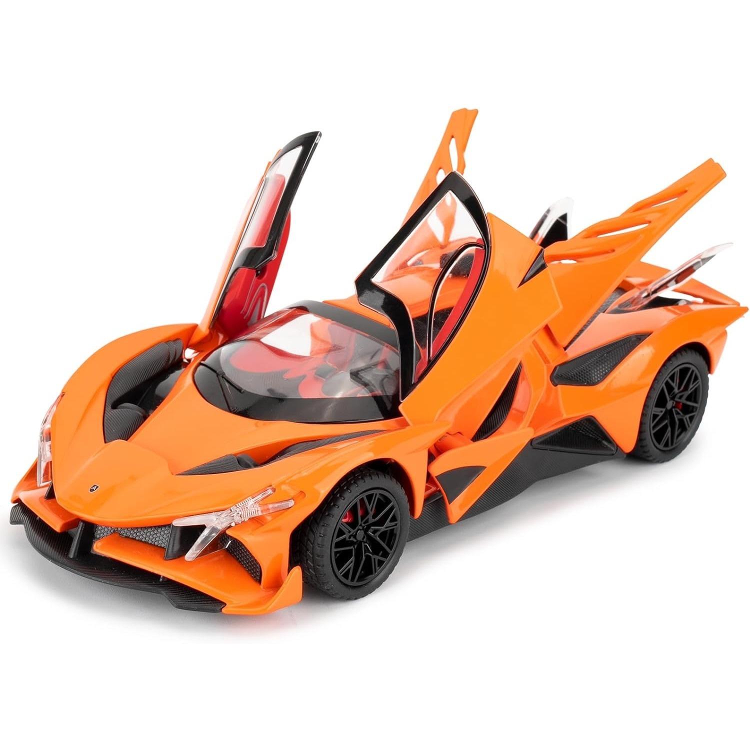 

Модель автомобиля из сплава Apollo Evo 1/24 с функцией отката, звуком и ярким светом, подходящие коллекционные модели игрушек, подарки для мальчиков и девочек 1/24-Size:20.2*8.5*5.4cm оранжевый