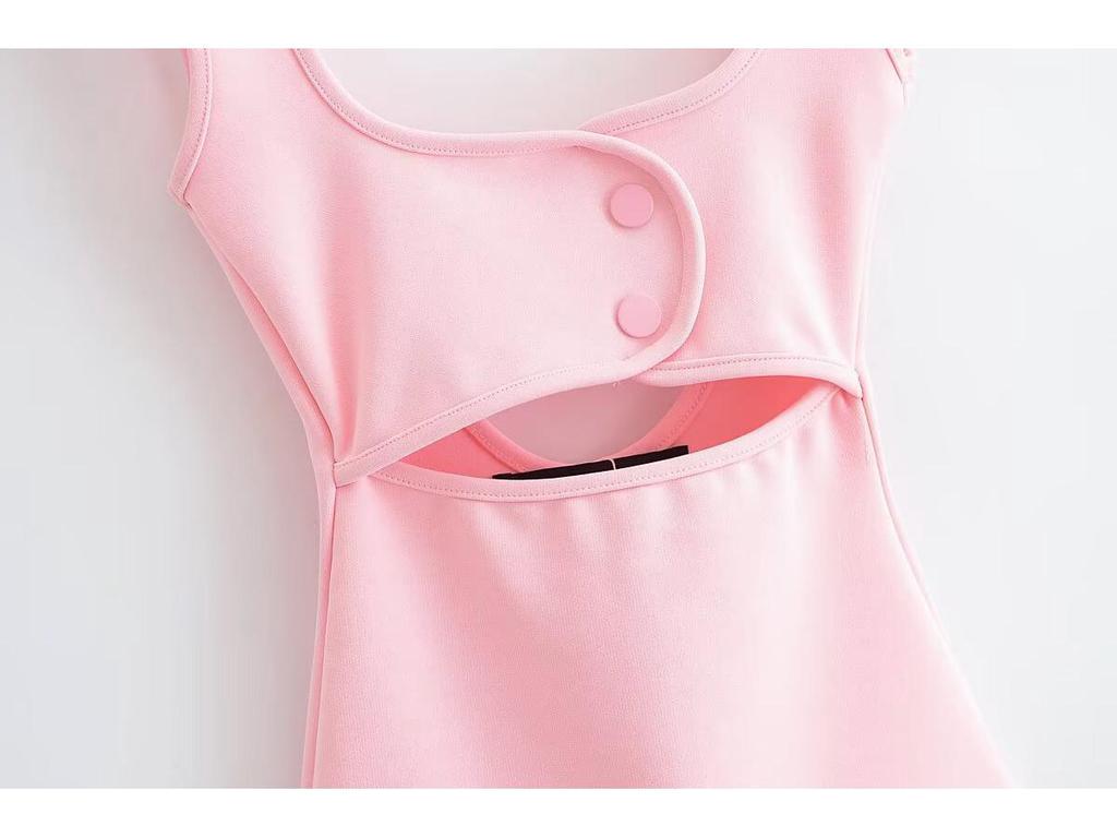 Spring 2025 Women's European & American Square Neck Dress, Elastic Design