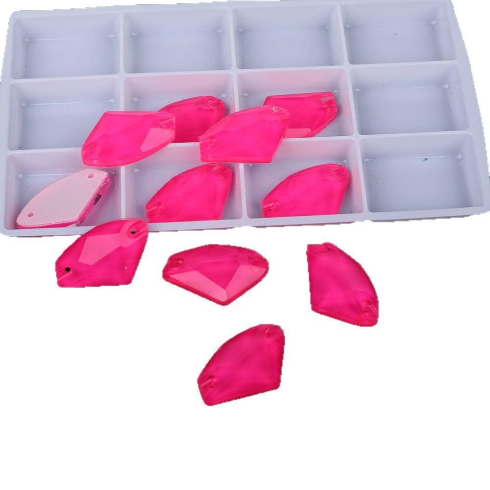 Weichen Fluorescent Double-Hole Flat-Bottomed Axe Glass Hand-Sewn Diamond Decoration Dopamine Color Diy Wedding Decoration Clothing Matching