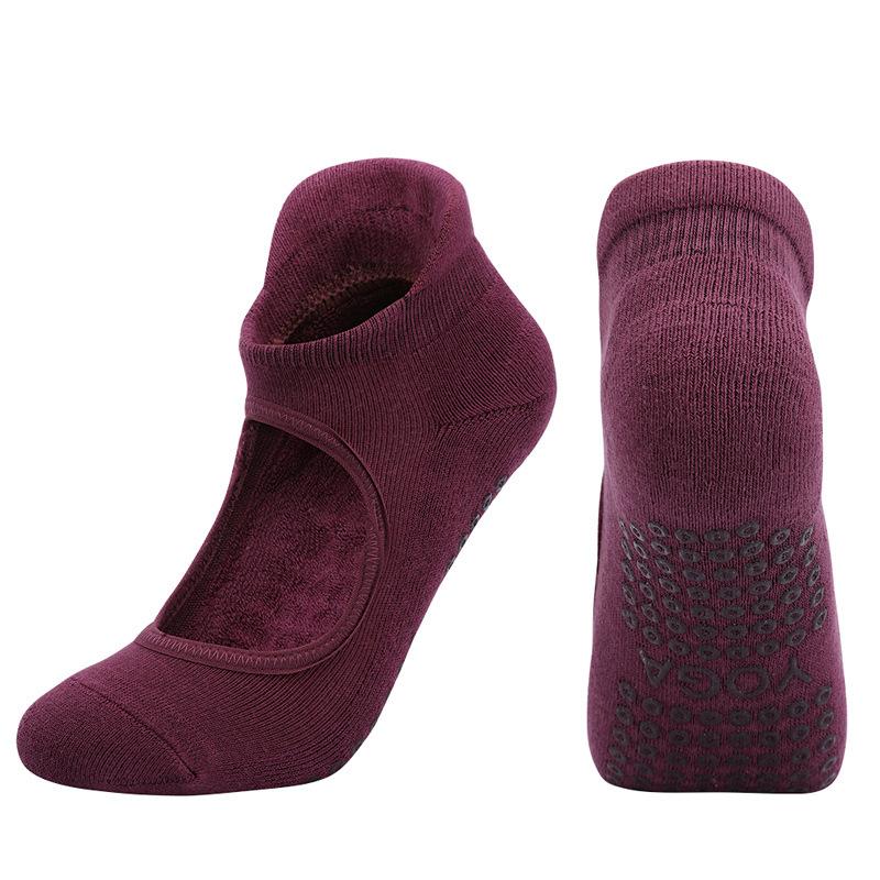 

Женские носки для йоги, спортивные, с открытой спиной, хлопковые, противоскользящие, для танцев, фитнеса в помещении, упражнений, пилатеса, низкие носки до щиколотки US 5-10 EU35-40 красный