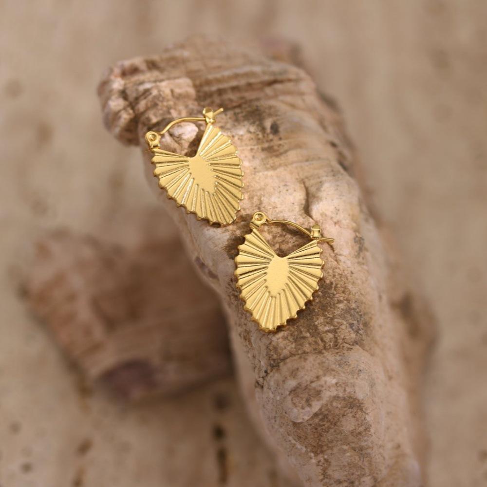 18K Gold-Plated Geometric Hammered Stainless Steel Stud Earrings