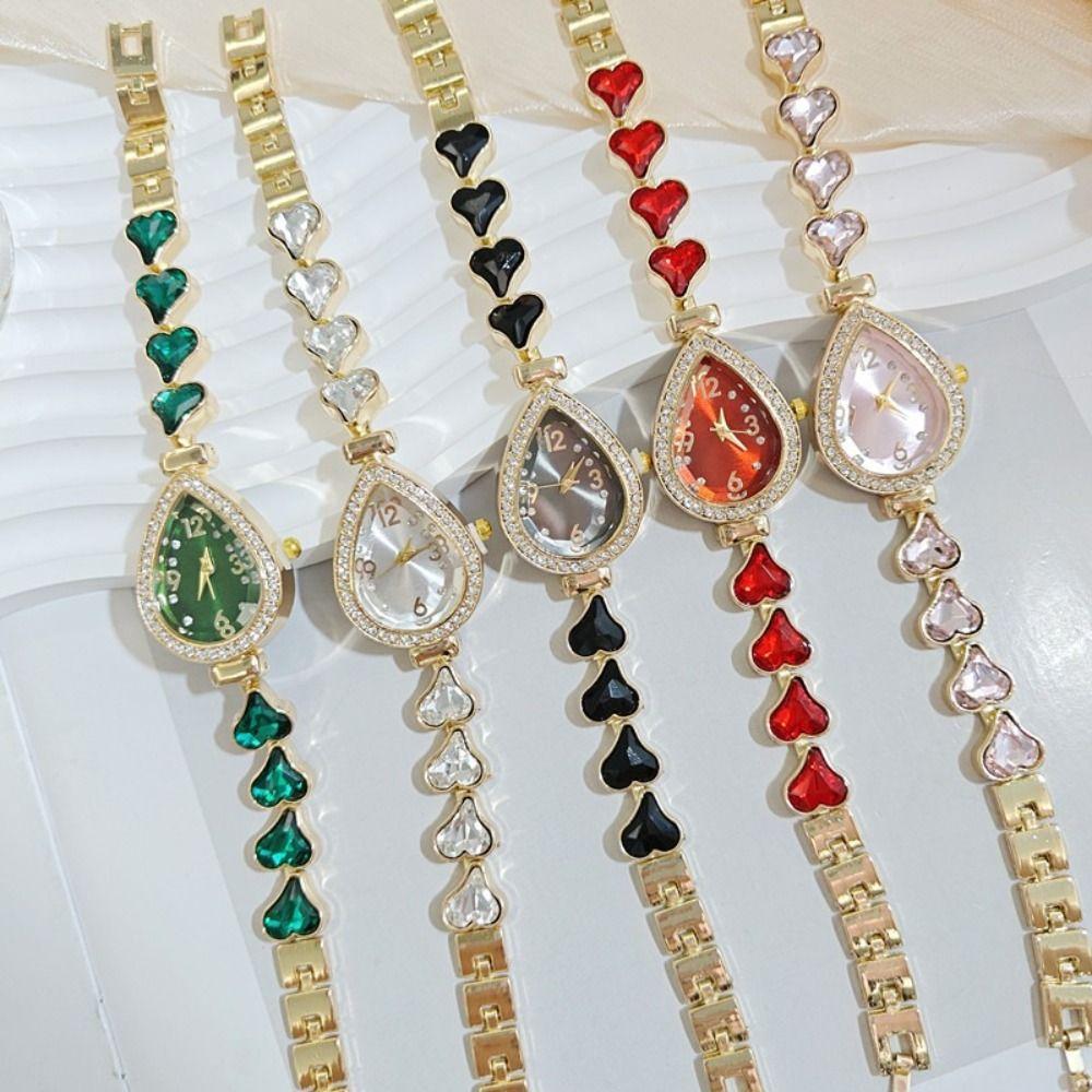 Fashion Accessory Heart Bracelet Watch Waterdrop Shaped Case Women's Quartz Watch  Daily Use