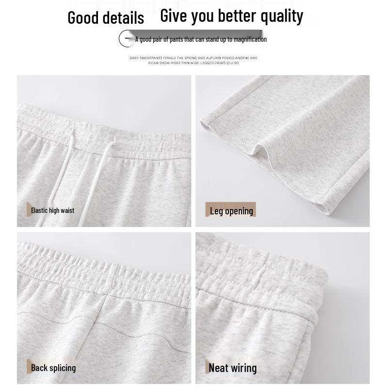 White-Gray High-Waisted Petite Micro-Flared Slimming Horseshoe Pants for Women, Spring/Autumn 2025 Collection