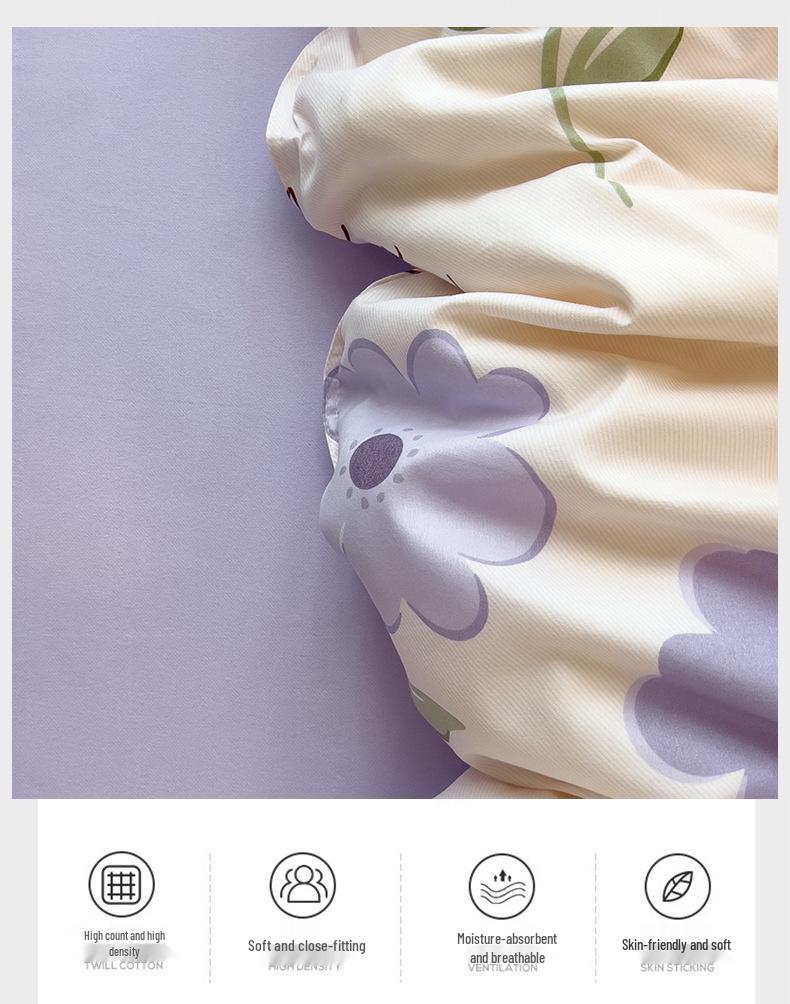 Class A Mother & Baby Fresh Style 4-Piece Brushed Skin-Friendly Washed Cotton Bedding Set