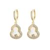 Fashionable Gourd-Shaped Gold-Plated Earrings for Women: New Chinese Style Micro-Paved Fu Lu Ear Climbers with a High-End Feel.