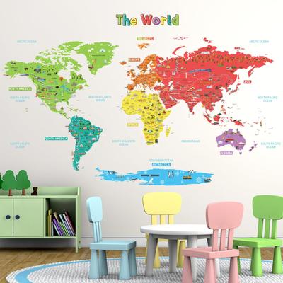 Large World Map Wall Sticker Decor for Kids Wall Transfer Wall Art Sticker for Bathroom Teen Room Living Kitchen SG2-1902S (Small)
