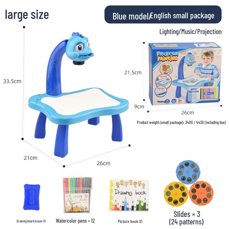 Multifunctional Cartoon Deer Projection Drawing and Writing Table Toy Set for Kids
