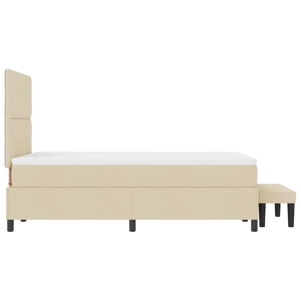 Box Spring Bed with Headboard Cream 120 x 190 cm Fabric