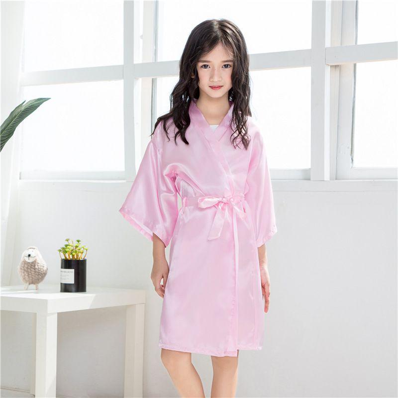 

Женский Атласный Шелковый Халат Пижама Мягкий и Удобный Pink,12 Height=130-145CM