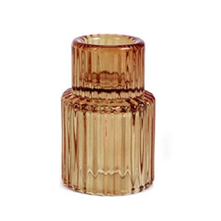 Clear Glass Candle Holder Vertical Stripe Candle Holder for Weddings Restaurant