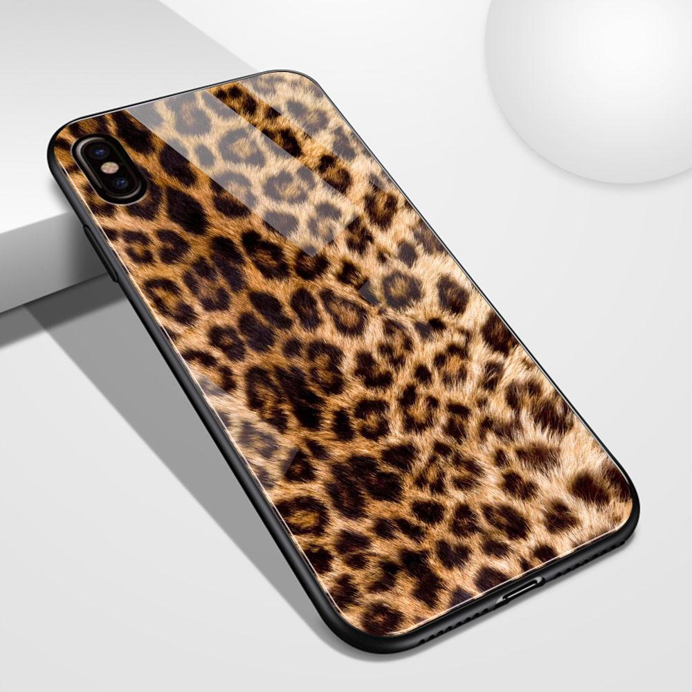 Hülle für iPhone 14 Glas Hartschale Zebra Tiger Leopard Haut Cover Coque für iPhone 6 7 14Plus X Xs Max Xr 11 12 13 14 Pro Max Se