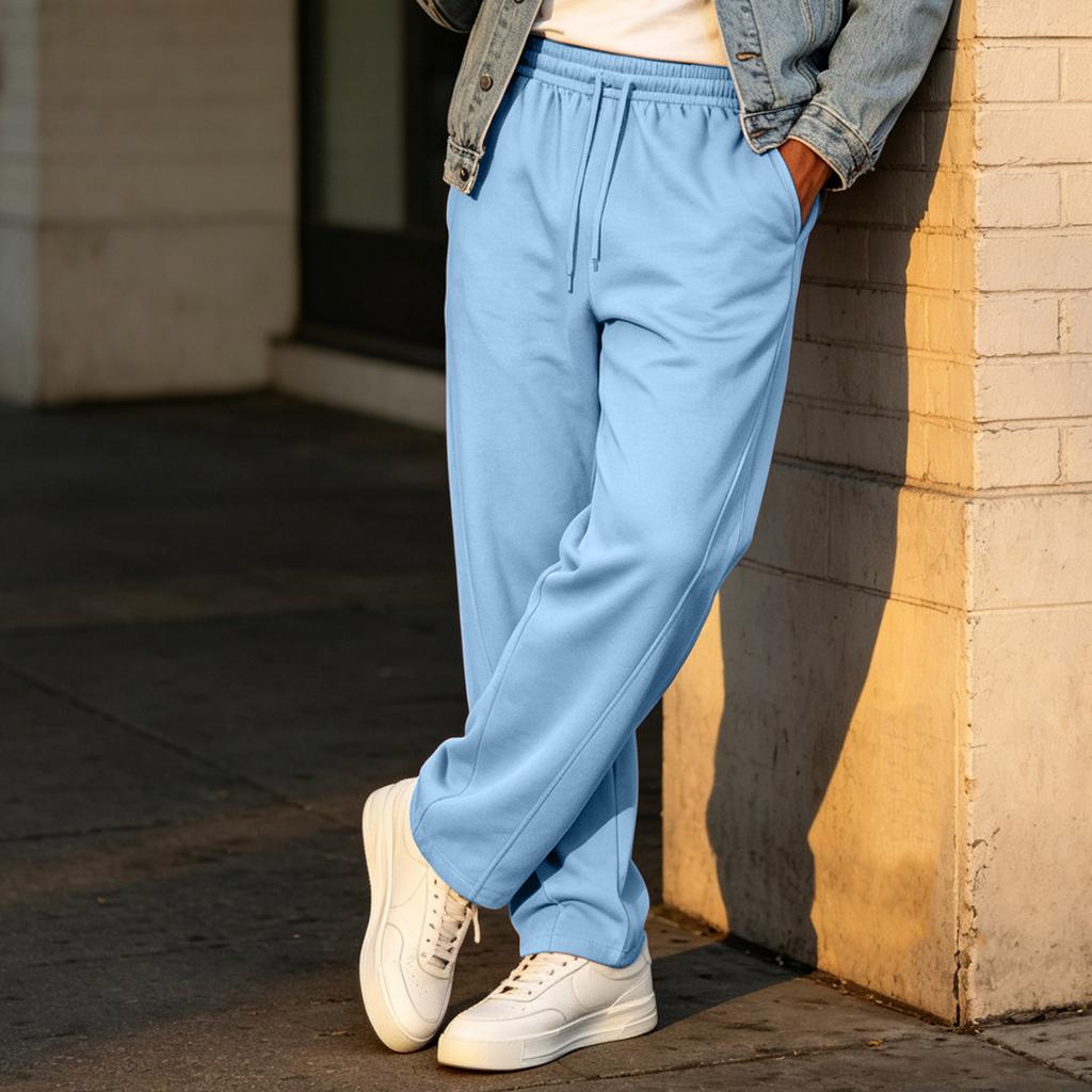 Men's Casual Loose Fit Straight Leg Sweatpants with Elastic Waistband for Athletic Training