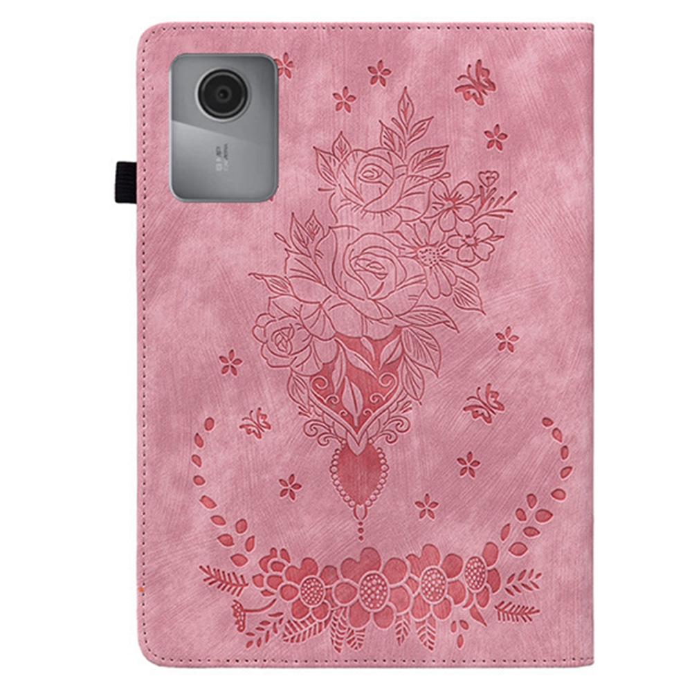 Pentru Lenovo Idea Tab (TB336ZU/TB336FU)/Carcasă pentru Xiaoxin Pad 11 2025 cu Suport Carduri, Husă din Piele Anti-Zgârieturi, Imprimeu Floare de Trandafir