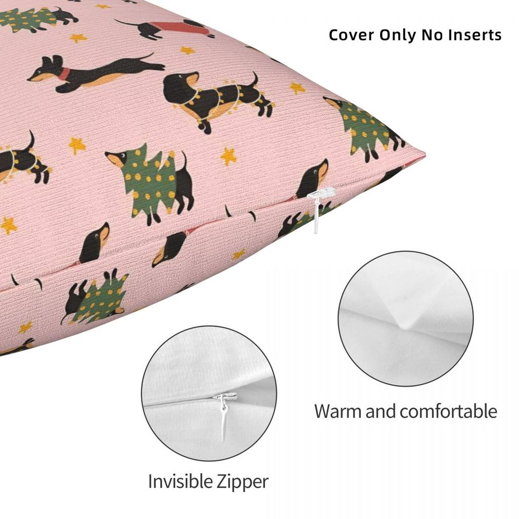 Dachshund Christmas Square Pillow Case Dogs Animal Cushion Covers Creative Polyester Decorative Pillowcover For Seat 45*45Cm