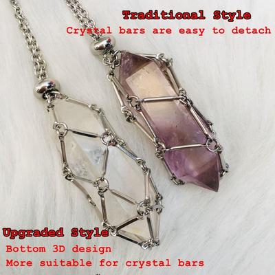 Silver/Gold Color Crystal Holder Cage Necklace StainlessSteel Crystal Net Metal Necklace Pendant Healing Crystal Necklace Holder