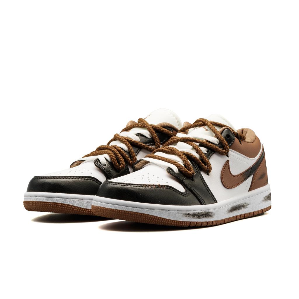 Jordan Air Jordan 1 Leather Cushioning Low Top Vintage Basketball Shoes Unisex Black Coffee DC0774-202(Team-1451-Random Packaging Bags