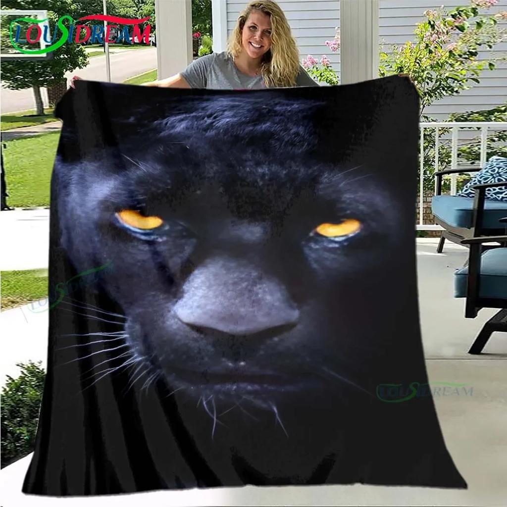 Fashion Panther Leopard Pattern Blanket Flannel Thin Blanket Portable Home Travel Office Lunch Break Blanket Birthday Gift