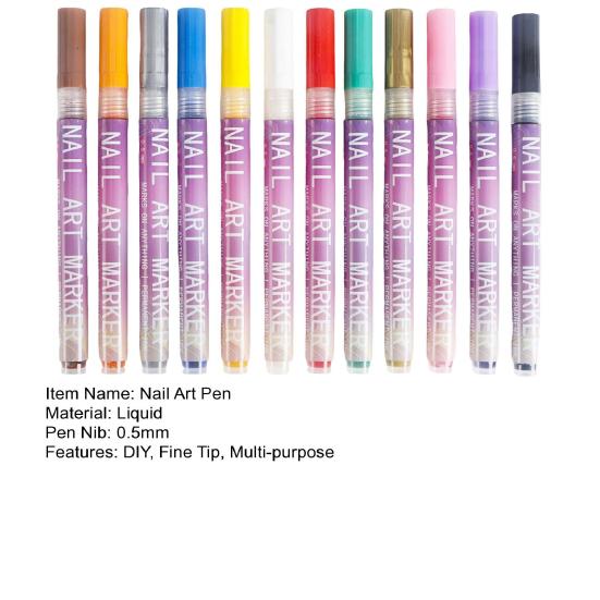 45659 Sets 12 Colors Nail Art Pens DIY Gel Nail