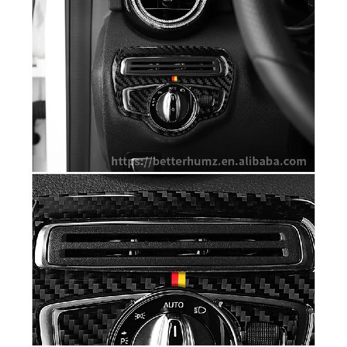 For Mercedes Benz W205 C180 C200 C300 C Class 2017 Carbon Fiber Headlight Switch Knob Auto Trim Sticker Car Interior Accessories