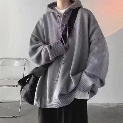 Men's Retro Korean Japanese Style Hooded Pullover Sweater for Autumn & Winter