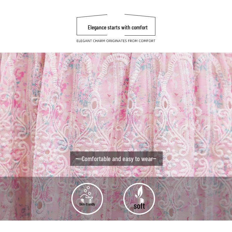 Korean Style Embroidered Lace Dress - Waist-Hugging, Breathable Summer Fashion