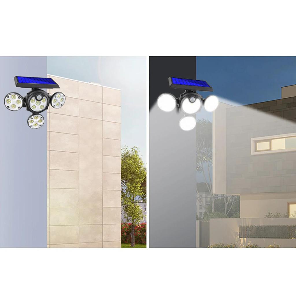 102 COB LED Solar Lights 4 Head Lamp PIR Motion Sensor Landscape Spotlights IP65 Waterproof Outdoor Lights Garden Decoration