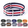 14mm 16mm 18mm 20mm 22mm Nylon-Canvas-Uhrenarmband für Seiko Stoff-Militärarmband für Rolex Edelstahl-Silberne Schließe