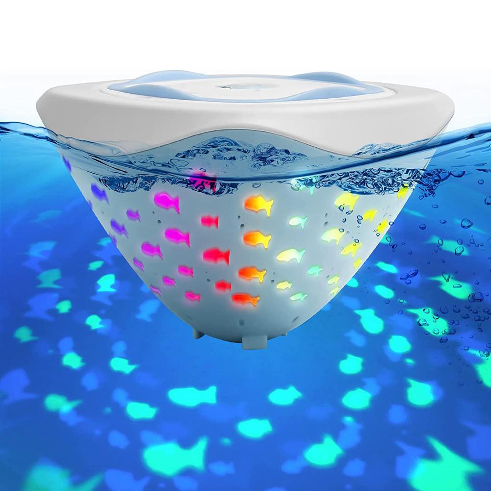 Floating Pool Light LED Fish Pattern Projection Lamp IP67 Waterproof Bathtub Lights with 4 Color Lights 6 Light Modes