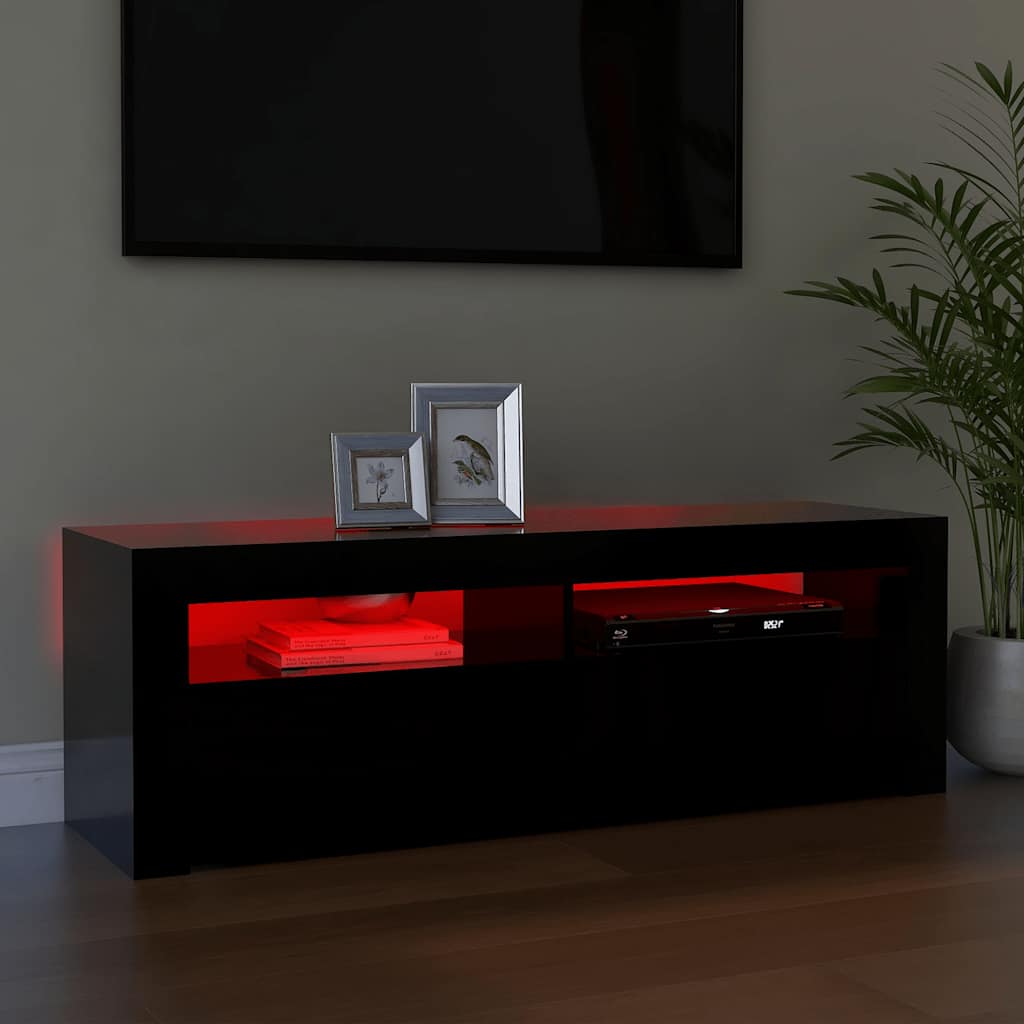 TV Stand with LED Lights Black 120 X 35 X 40 Cm