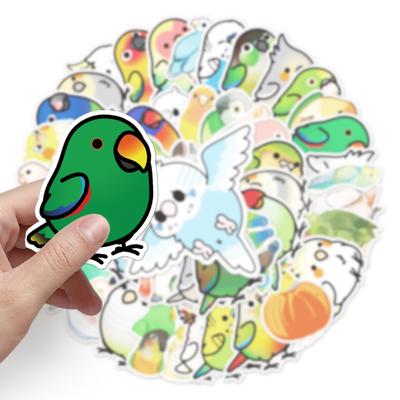 50Pcs Cartoon Parrot Stickers Art Waterproof Pvc Cute Adhesive Colorful Various Decals Vinyl Diy Scrapbook Skateboard