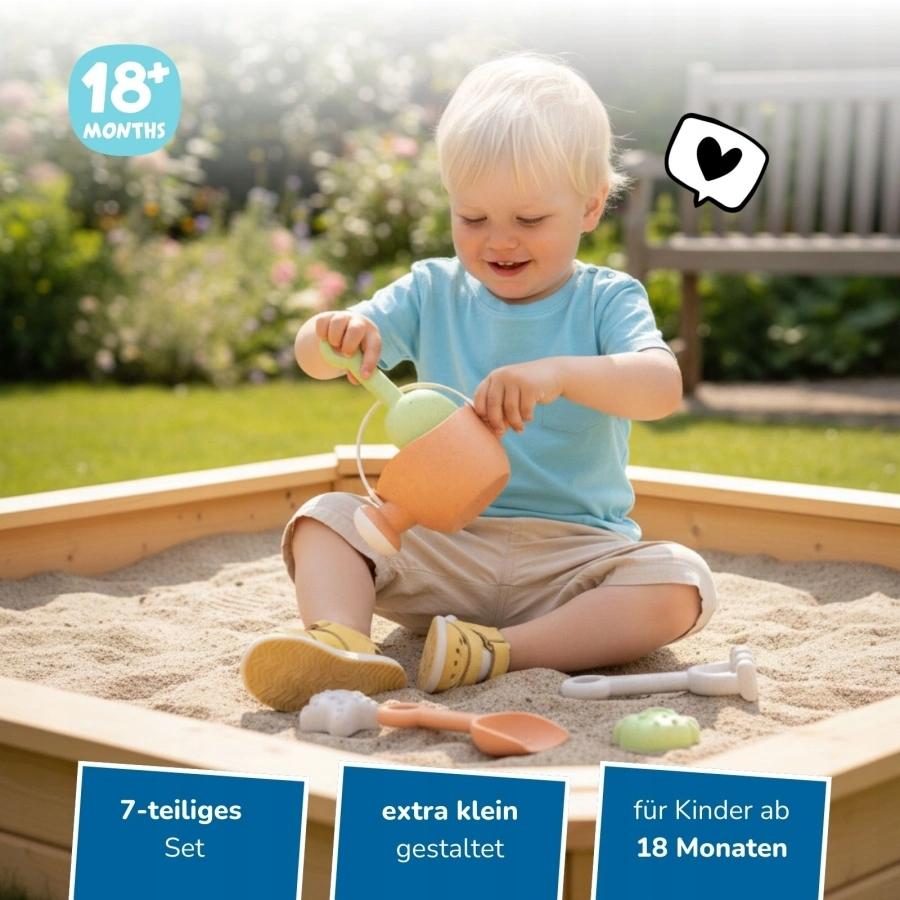 Eco Sandbox Set with Watering Can for the Beach Sandbox for Toddlers 7 Pcs
