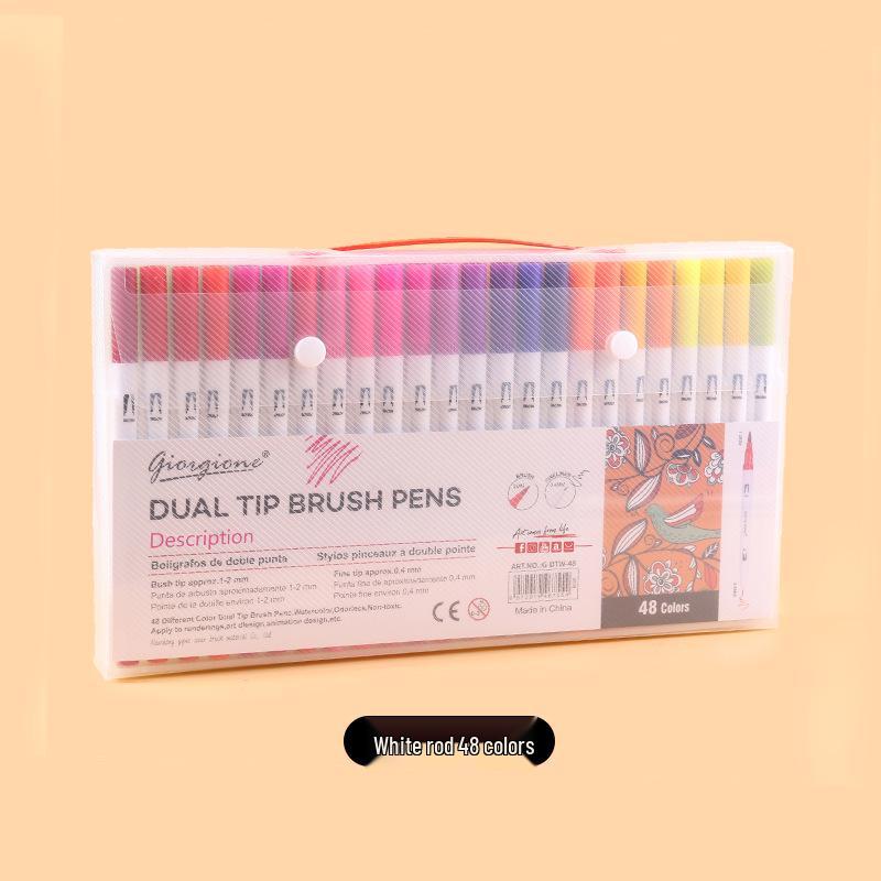 Giorgione Double-Ended Water-Based Fineliner Brush Pens: 24 & 80 Washable Colors