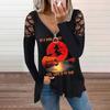 2021 European & American Autumn/Winter V-neck Long-sleeve Loose T-shirt with Hot Drilled Hollow Design
