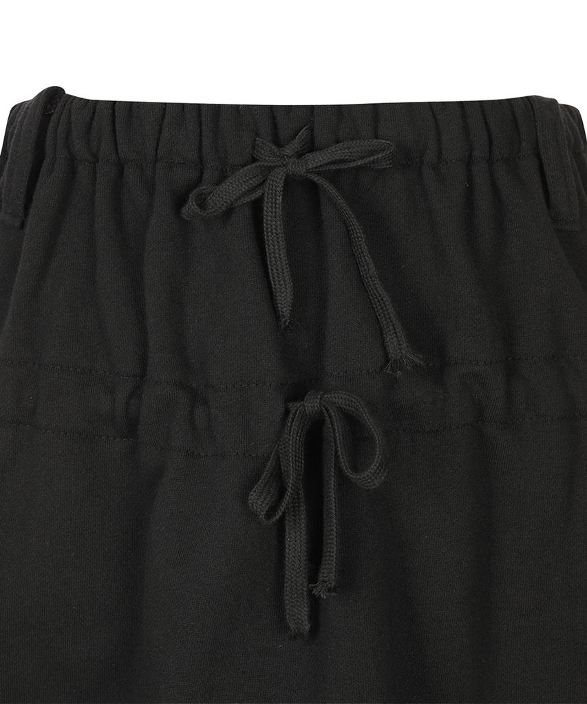 Gillaakaibeu Lettering Angel Wing Shirring Skirt_Black