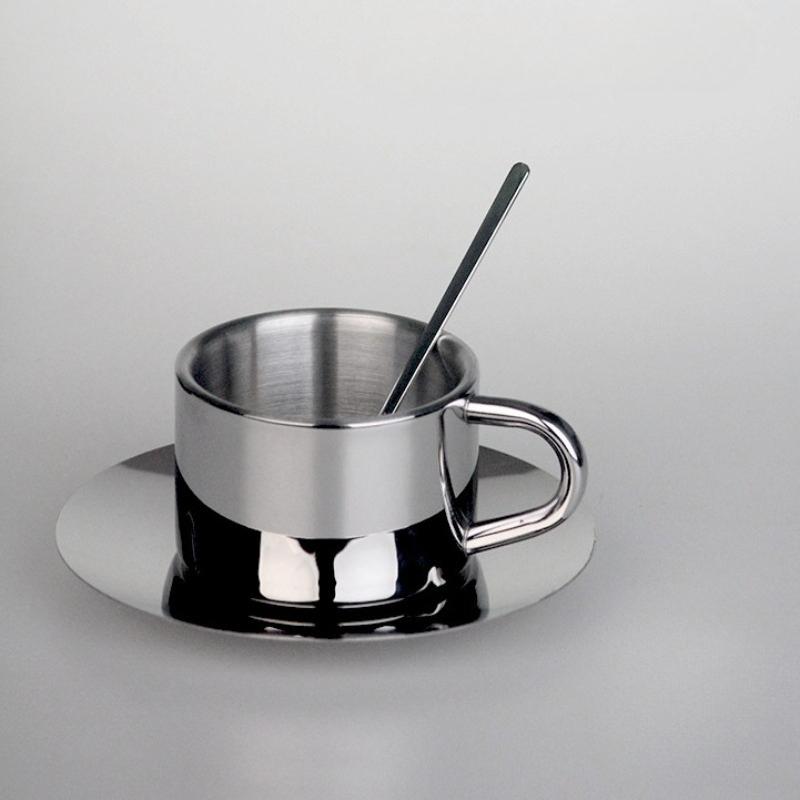 125ml 304 Stainless Steel Espresso Cup Coffee Cups and Saucers Afternoon Tea Cups Mugs High-End Personalized Couple Cups