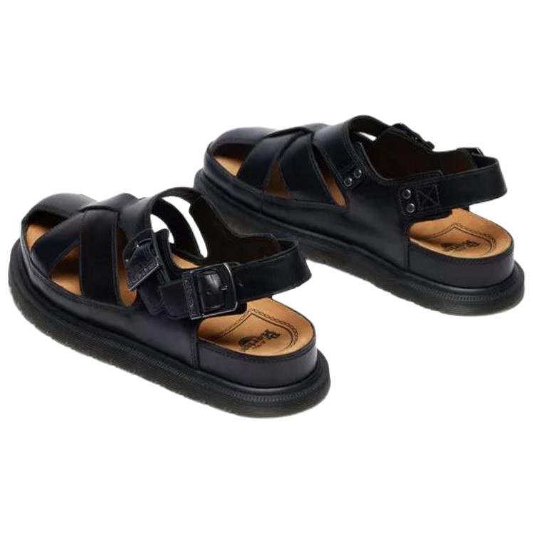 Dr. Martens San Archive Fisherman Leather Fashion Comfortable Minimalist Commuting Outdoor Casual Roman Sandals Unisex Sandals Black 41618001
