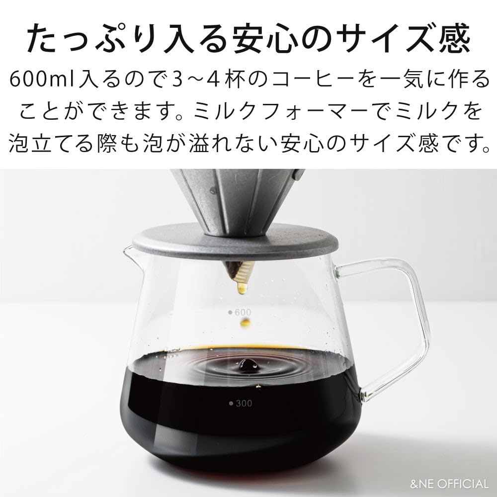 &NE Nikii Cafe Clear Glass Server, 15cm Wide x 11cm Deep x 11cm High, 600ml Capacity, Heat-Resistant Glass, Microwave and Dishwasher Safe, Easy to