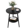 Side Table, Bedside Table, Living Room Side Table with Shelf, Storage, Round, Slim, Scandinavian Style (Black, 38*38*55cm)