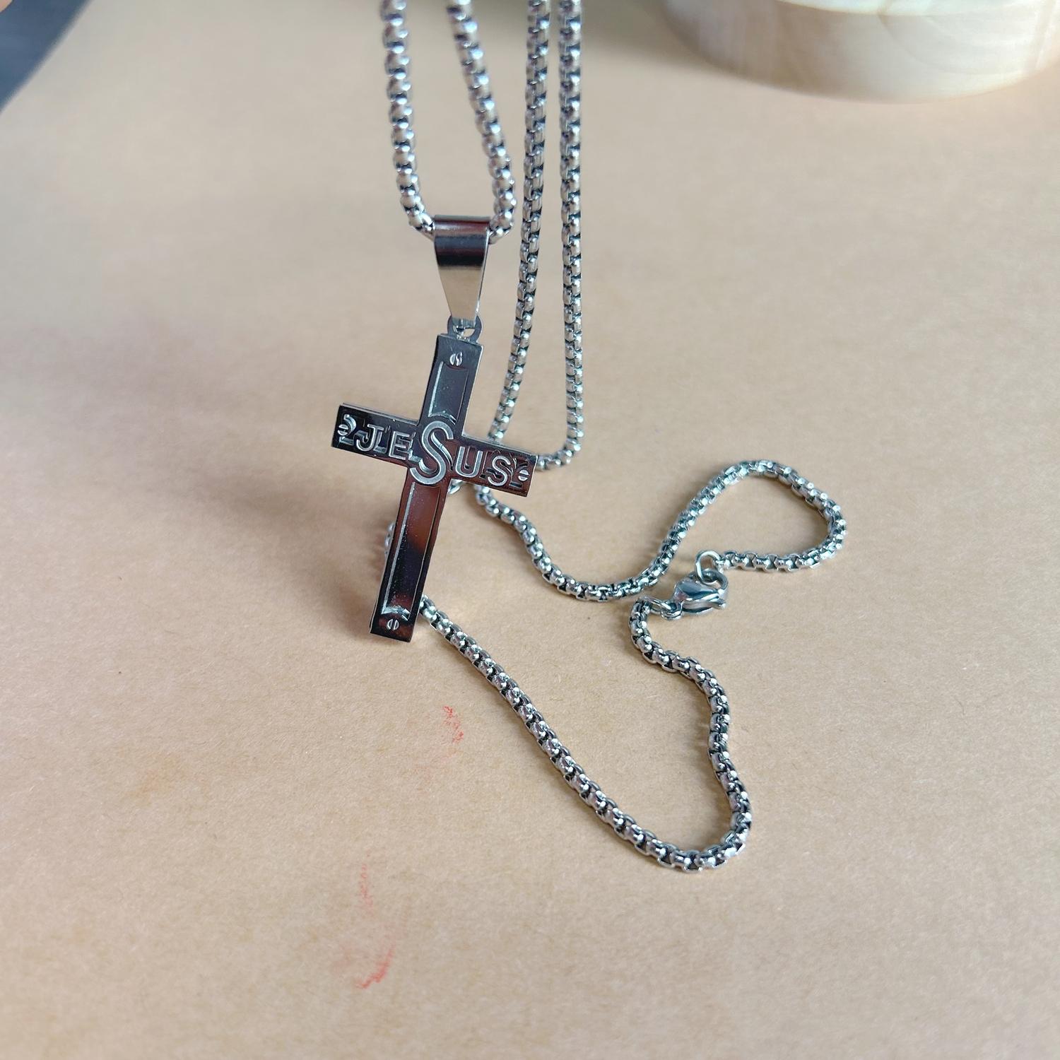 

A stylish Jesus stainless steel pendant necklace for men s daily wear