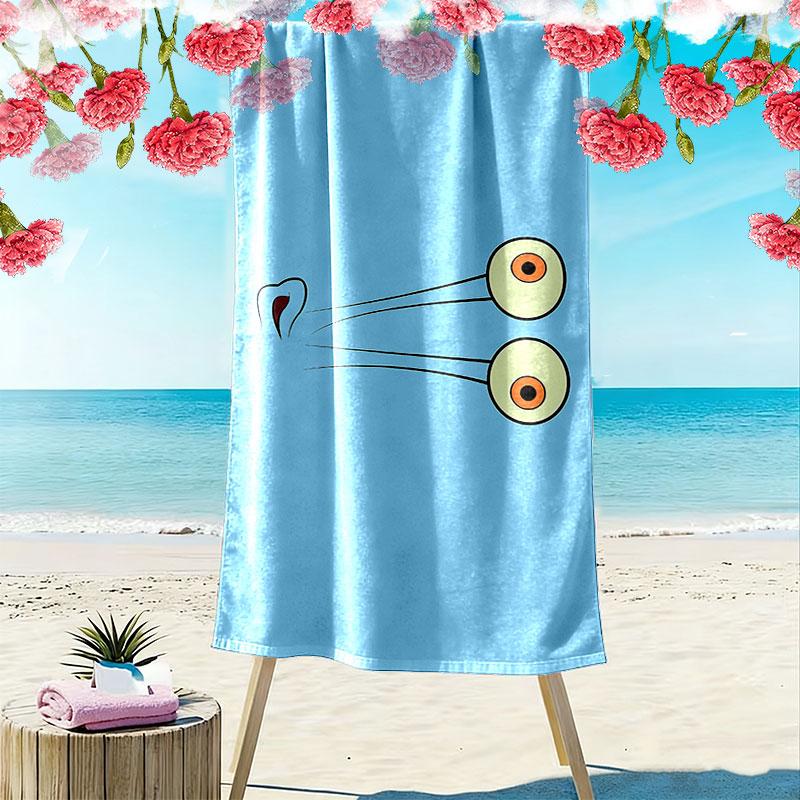 SpongeBob SquarePants Print Beach Towel, Large Soft Quick Dry Towel for Beach Camping Swimming