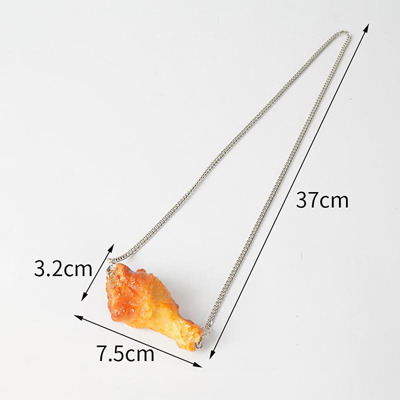 Simulation Fried Chicken Legs Wings Pendant Necklace, Funny Creative Food Jewelry for Women Men, Fashion Chicken Necklace Gift