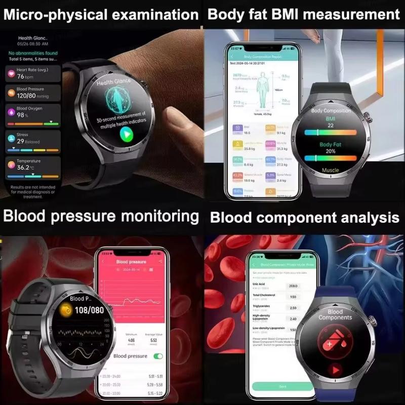 2025 Ny EKG+PPG Tre Høye Smartklokke Lipider Urinsyre Blodtrykk Smartklokke Menn NFC Sport HD Anrop Helseklokke for iOS Android