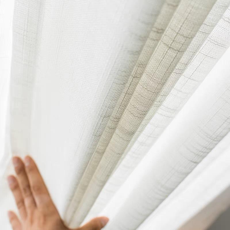 Big Belly Hemp Thickened Screen Curtain Window Screen Living Room Bedroom Study Balcony Simple Plain Color Finished Product Processing